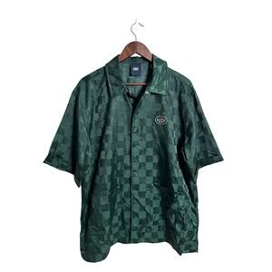 Kith Checkered Satin Reade Shirt in Stadium Green Mens large